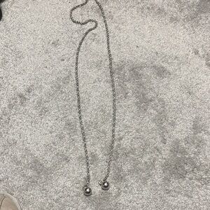 Sterling Rope Chain Necklace with Dual Silver Ball Pendants - Silver